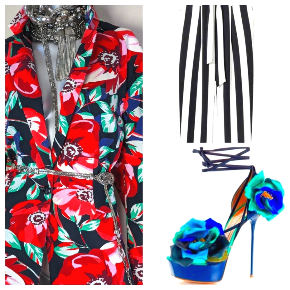 Vibrate Bold Oversized Dark Floral "Simply Emma" Office Professional Chic Blazer